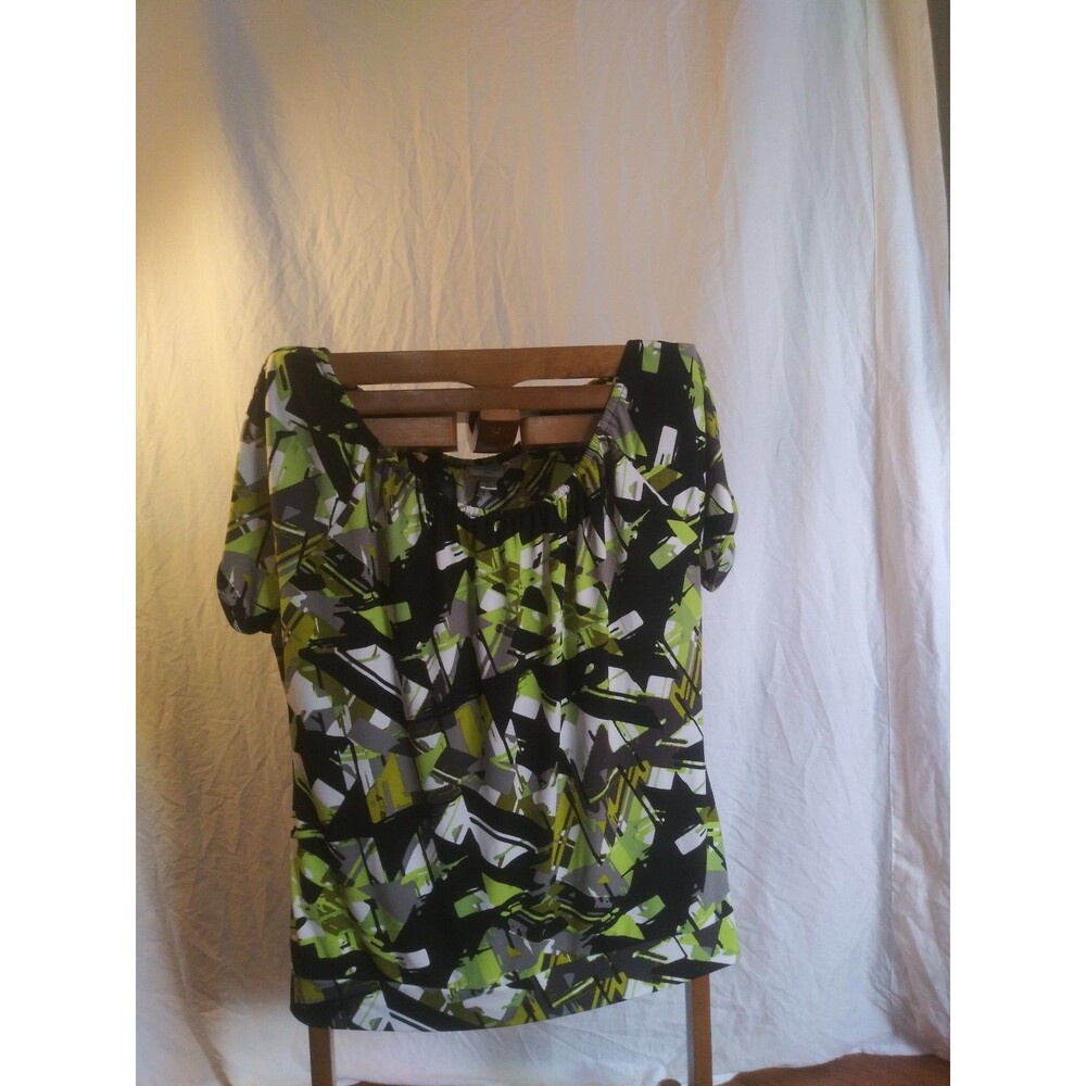 Worthington Women’s Dress XL – Green & Black Abstract Print